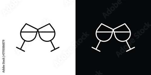 Glass-cheers icon outline and linear vector. outline icon and illustration