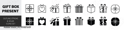 circle, icon, various, solid, bows., outline, illustration, rectangular, box, anniversary, design, black, category:, rectangle, line, including, package, presented, with, heart, some, gift, keywords:,