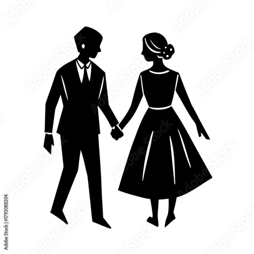 a couple holding hands walking into the distance