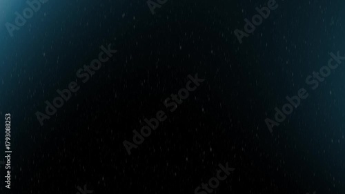 Seamless Snowfall with Blue Flickering Light Leak Overlay on Dark Background