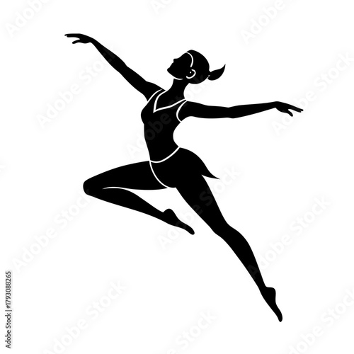a dancer in a dramatic leap vector art illustration.