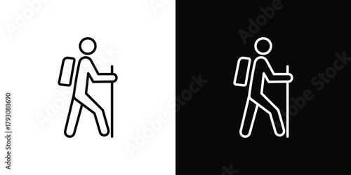 Hiking icon outline and linear vector. outline icon and illustration