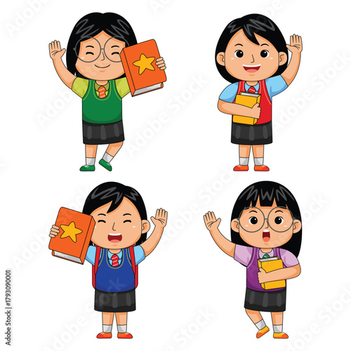 kids back to school vector illustration