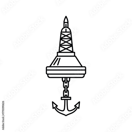 Line art illustration of a marine buoy with anchor