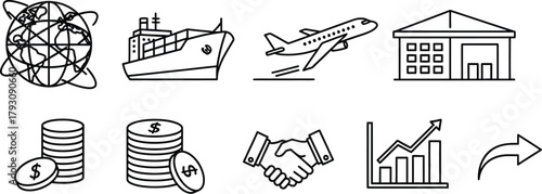 Global business icons for worldwide trade