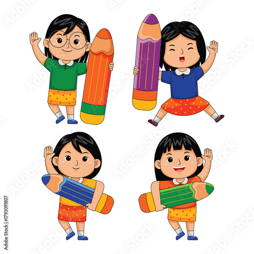 kids back to school vector illustration