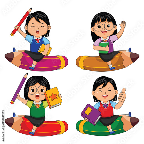 kids back to school vector illustration