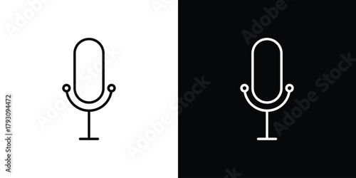 Microphone icon outline and linear vector. outline icon and illustration