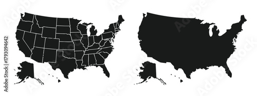 united states, usa, america, map, outline, silhouette, states, borders, political map, geography, country, nation, north america, illustration, graphic, design, symbol, icon, blank map, detailed map, 