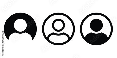 user, profile, avatar, icon, set, person, silhouette, outline, graphic, design, symbol, account, placeholder, generic, human, figure, circle, black, white background, people, connection, identity