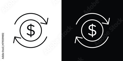 Money exchange icon outline and linear vector. outline icon and illustration