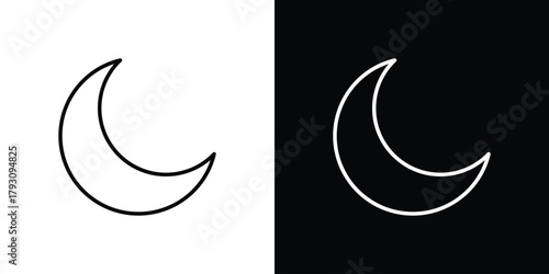 Moon icon outline and linear vector. outline icon and illustration