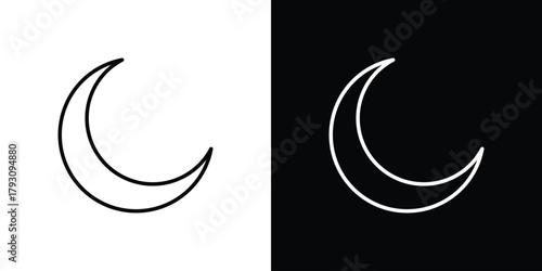 Moon icon outline and linear vector. outline icon and illustration