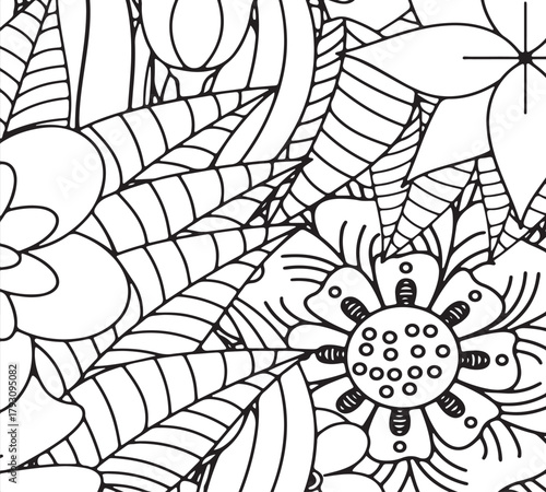 Simple flower coloring pages for adults and kids 