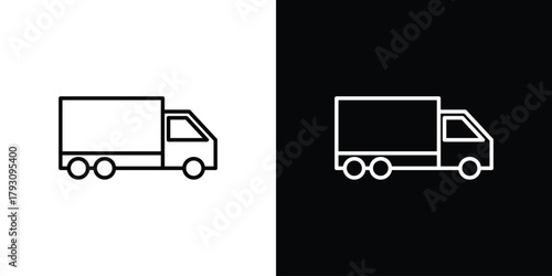 Moving truck icon outline and linear vector. outline icon and illustration