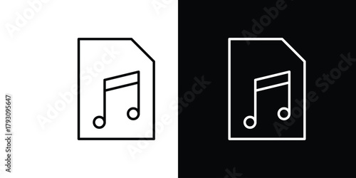 Music File icon outline and linear vector. outline icon and illustration