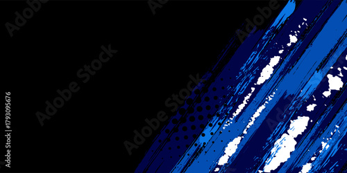 Vector Blue Abstract Background with Sportly Style and Grunge Effect. Brush Stroke Illustration Vector, Poster. Scratch Texture Elements For Design Template