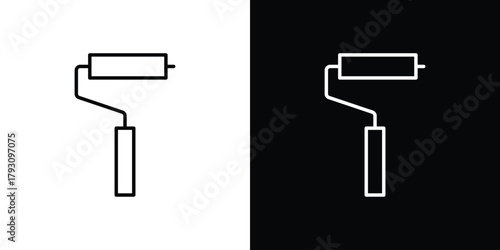 Paint roller icon outline and linear vector. outline icon and illustration
