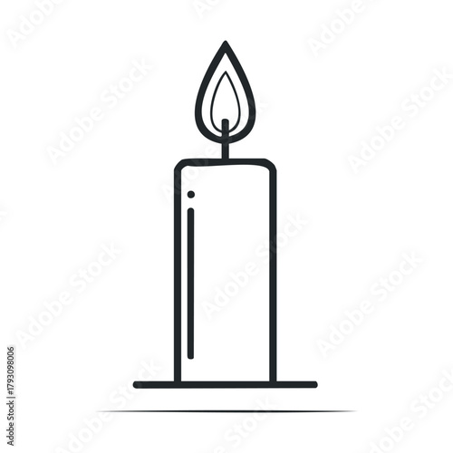 Simple candle with flame for calm ambiance and relaxation.Vector 