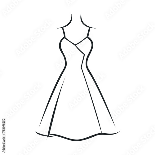 Elegant dress design sketch for fashion inspiration and creativity.Vector 
