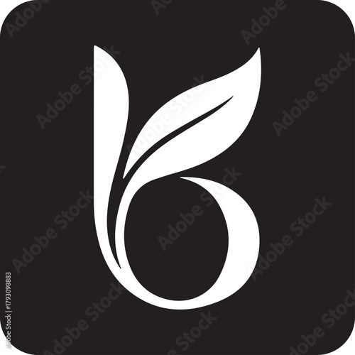 Letter b logo with leaf in square initial b logo concept vector