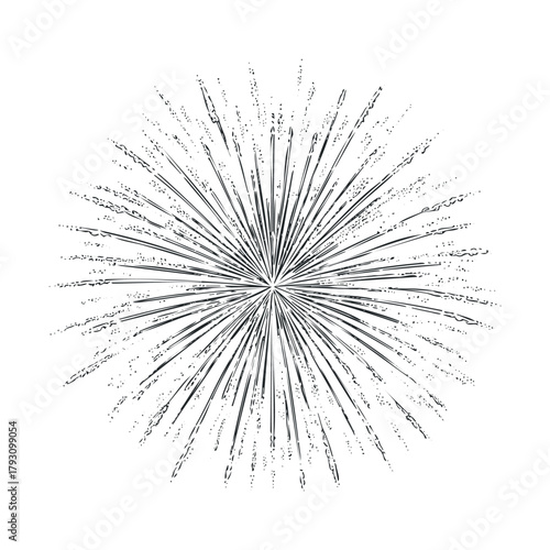 Bright burst of light with radiant lines for creative design purposes.Vector hand draw