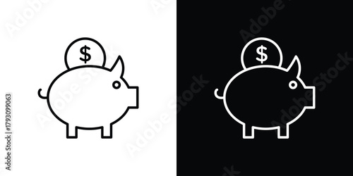 Piggy bank icon outline and linear vector. outline icon and illustration