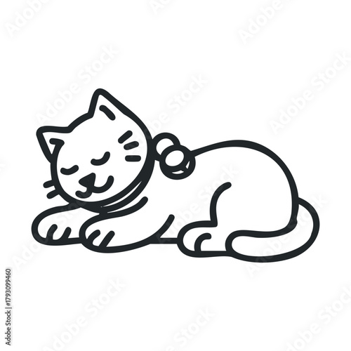 Cute cat sleeping peacefully with a playful expression.Vector 