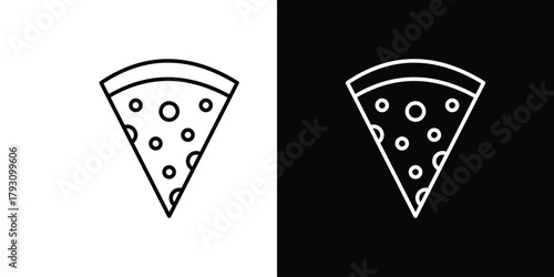 Pizza slice icon outline and linear vector. outline icon and illustration