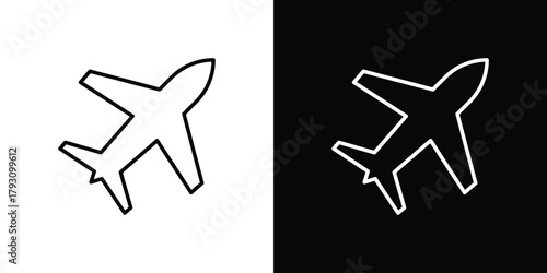 Plane icon outline and linear vector. outline icon and illustration