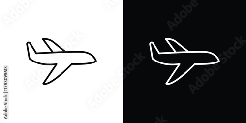 Plane icon outline and linear vector. outline icon and illustration