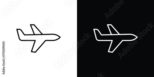 Plane icon outline and linear vector. outline icon and illustration