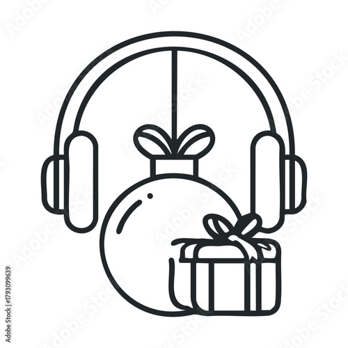 Festive season celebration with gifts and music accessories.Vector