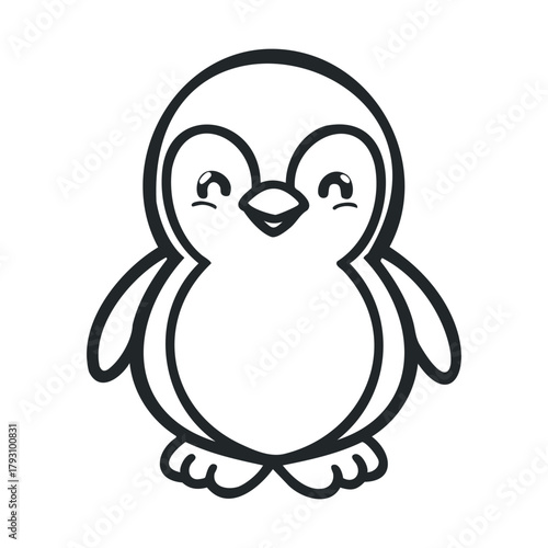 Cute penguin drawing ideal for childrens designs and crafts.Vector 