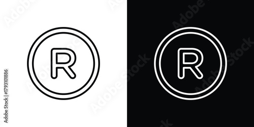 Registered icon outline and linear vector. outline icon and illustration
