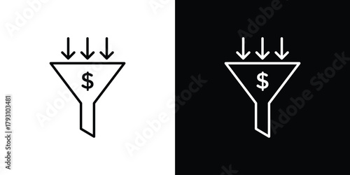 Sales funnel icon outline and linear vector. outline icon and illustration