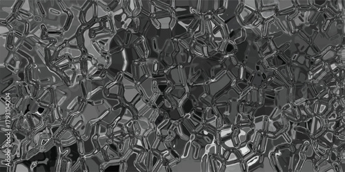 Intricate Monochromatic Abstract Pattern with a Network of Interlocking Cells and Sharp Boundaries in Shades of Gray and Black