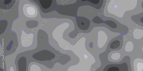 Organic abstract contour map pattern in grayscale with subtle purple outlines defining irregular shapes and fluid forms for a unique background
