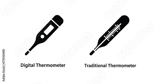 Comparing digital and traditional thermometers a visual representation of temperature measurement