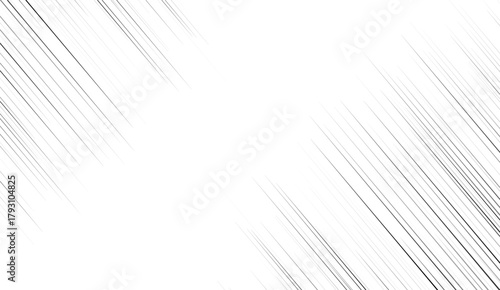 Manga Speed Lines Vector. Grunge Ray Illustration. Black And White. Space For Text. Comic Book Radial Lines Background Frame. Superhero Action. Explosion