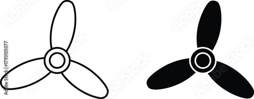 Ceiling fan icon set, ventilation, cooling, and home appliance symbols vector illustration