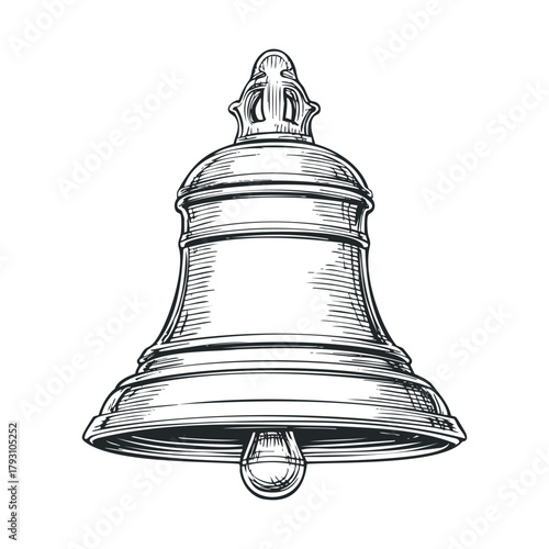 Rustic bell with intricate design and vintage charm for decor.Vector hand draw