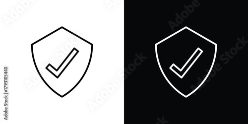 Shield check icon outline and linear vector. outline icon and illustration