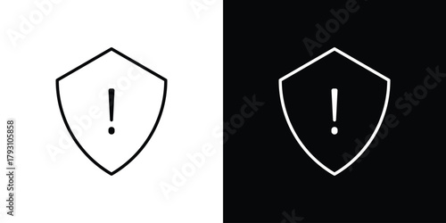 Shield exclamation icon outline and linear vector. outline icon and illustration