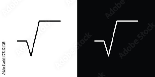 Square root icon outline and linear vector. outline icon and illustration