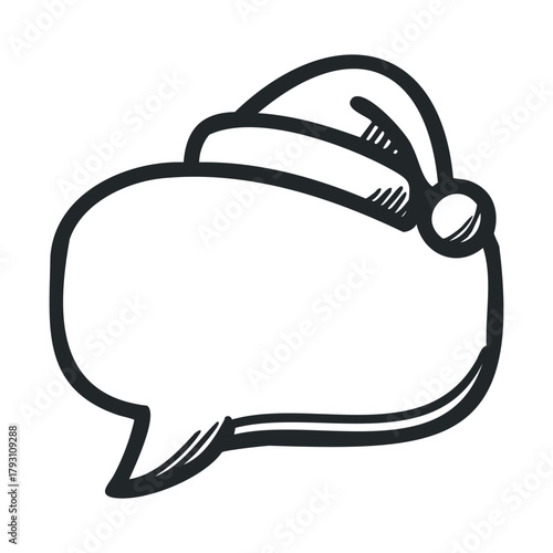 Christmas speech bubble design for festive greetings and messages.Vector hand draw