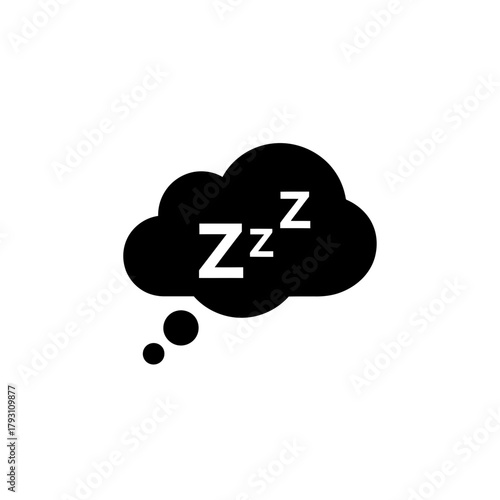Sleep Symbol Comic Speech Bubble – Black and White “Zzz” Toon Style Night Rest Icon

