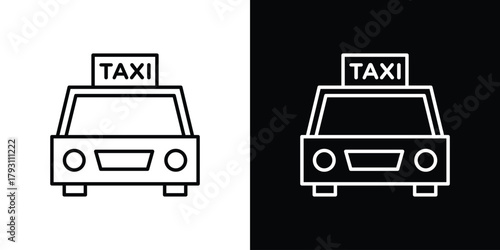 Taxi icon outline and linear vector. outline icon and illustration