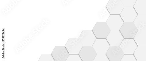 White clean hexagonal with geometric shapes vector..