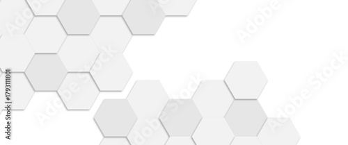 White clean hexagonal with geometric shapes vector..